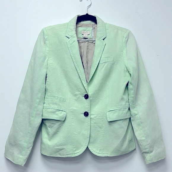 J. CREW lined linen jacket in mint green size 0 - Picture 1 of 13